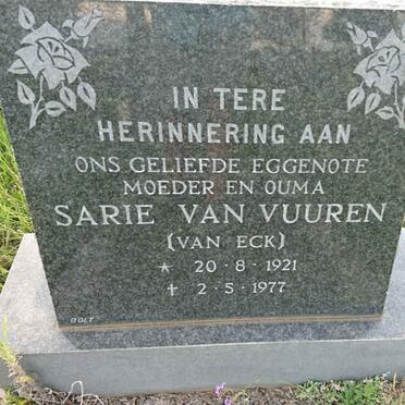 VUUREN Sarie, van nee VAN ECK 1921-1977