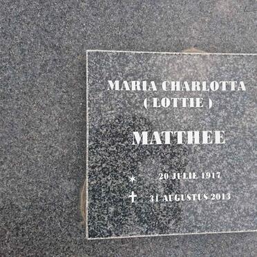 MATTHEE Maria Charlotta 1917-2013