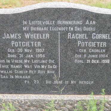 POTGIETER James Wheeler 1907-1954 &amp; Rachel Cornelia GROBLER 1904-1956