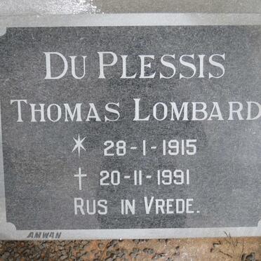 PLESSIS Thomas Lombard, du 1915-1991
