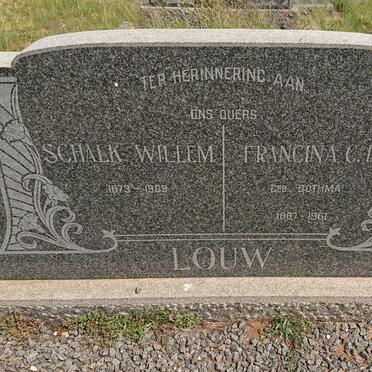 LOUW Schalk Willem 1873-1963 &amp; Francina C.E. BOTHMA 1887-1961 
