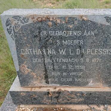 PLESSIS Catharina W.L., du nee BREYTENBACH 1871-1958