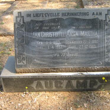 AUCAMP Jan Christoffel 1883-1957 &amp; Anna Martha KRUGER 1882-1969