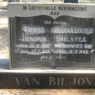 BILJON Ernst Hendrik, van 1886-1965 &amp; Helena Louisa Hester STEYN 1890-1943