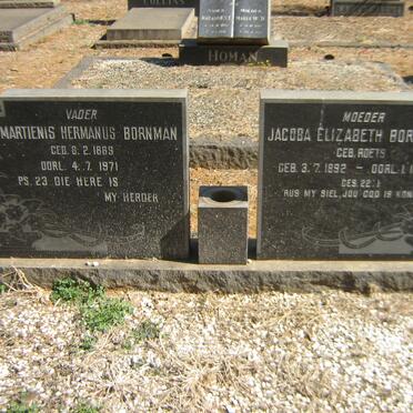 BORNMAN Martienis Hermanus 1889-1971 &amp; Jacoba Elizabeth ROETS 1892-1970