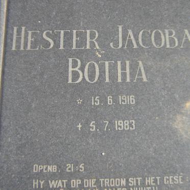 BOTHA Louis 1903-1979 &amp; Hester Jacoba 1916-1983