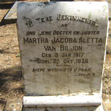 BILJON Martha Jacoba Aletta, van 1917-1936