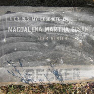 BECKER Magdalena Martha Susanna nee VENTER