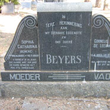 BEYERS Cornelis de Leeuw 1865-1957 &amp; Sophia Catharina BENEKE 1882-1952