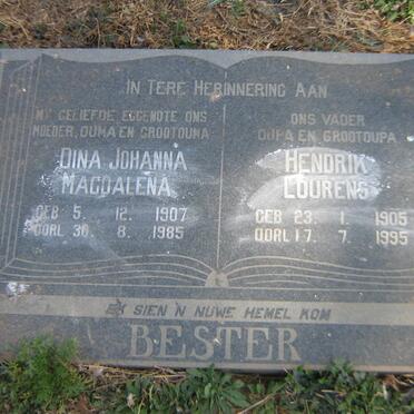 BESTER Hendrik Lourens 1905-1995 &amp; Dina Johanna Magdalena 1907-1985