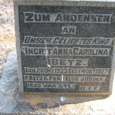BETZ Ingritanna Carolina 1923-1927