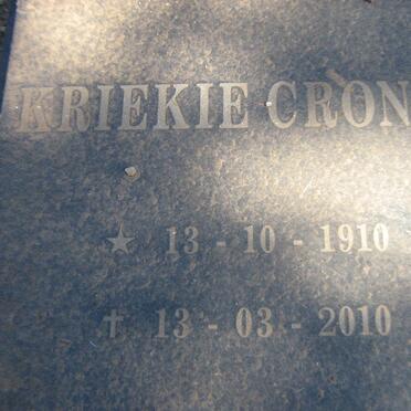 CRONJÉ Kriekie 1910-2010