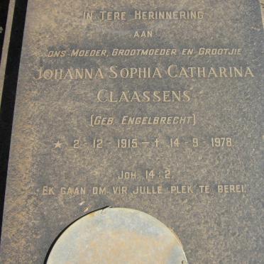 CLAASSENS Johanna Sophia Catharina nee ENGELBRECHT 1915-1978