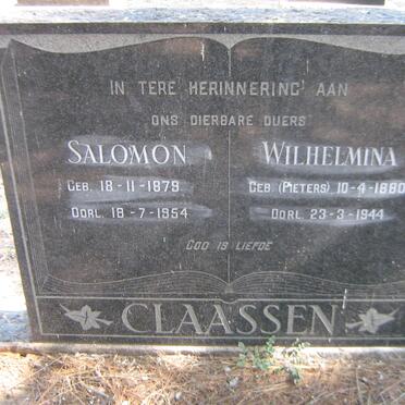 CLAASSEN Salomon 1879-1954 &amp; Wilhelmina PIETERS 1880-1944