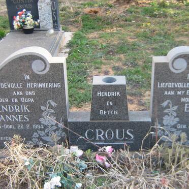 CROUS Hendrik Johannes 1905-1994 &amp; Elizabeth H.O.D. 1906-1990