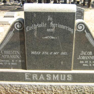 ERASMUS Jacob Johannes 1894-1979 &amp; Christina Catharina COETZEE 1899-1955