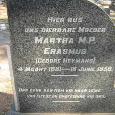 ERASMUS Martha M.P. nee HEYMANS 1881-1959