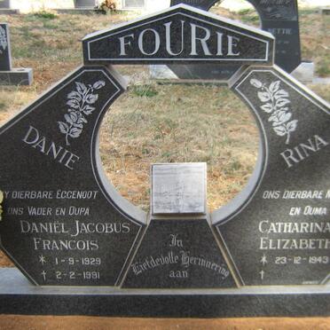 FOURIE Daniel Jacobus Francois 1929-1991 &amp; Catharina Elizabeth 1943-