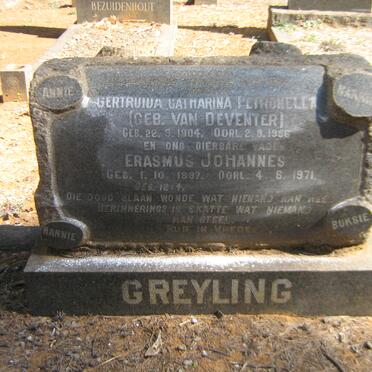 GREYLING Erasmus Johannes 1897-1971 &amp; Gertruida Catharina Petronella VAN DEVENTER 1904-1956