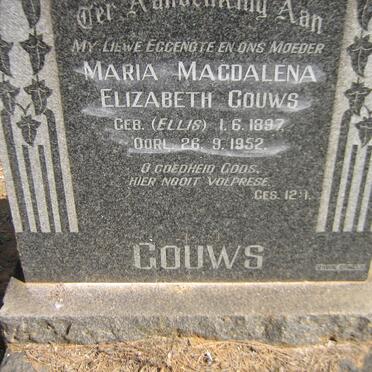 GOUWS Maria Magdalena Elizabeth nee ELLIS 1897-1952