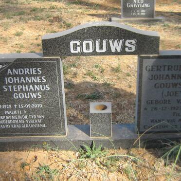 GOUWS Andries Johannes Stephanus 1928-2010 &amp; Gertruida Johanna VAN HEERDEN 1927-1995