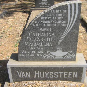 HUYSSTEEN Catharina Elizabeth Magdalena, van nee BRINK 1908-1958
