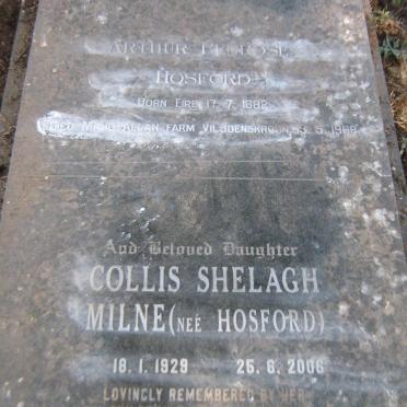 HOSFORD Arthur Penrose 1882-1968 :: MILNE Collis Shelagh nee HOSFORD 1929-2006