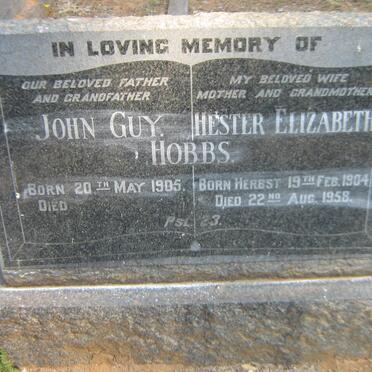 HOBBS John Guy 1905- &amp; Hester Elizabeth HERBST 1904-1958