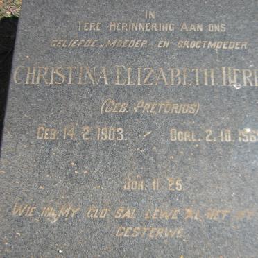 HERBST Christina Elizabeth nee PRETORIUS 1903-1969