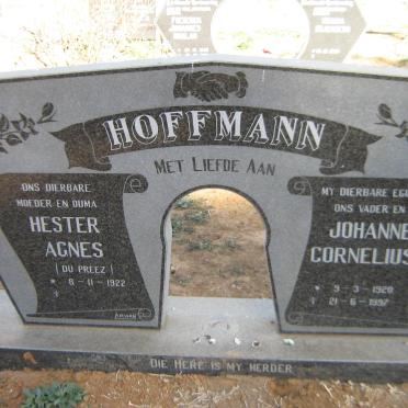 HOFFMANN Johannes Cornelius 1920-1997 &amp; Hester Agnes nee DU PREEZ 1922-