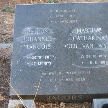 JACOBS Petrus Johannes Francois 1880-1973 &amp; Maria Catharina VAN WYK 1892-1969