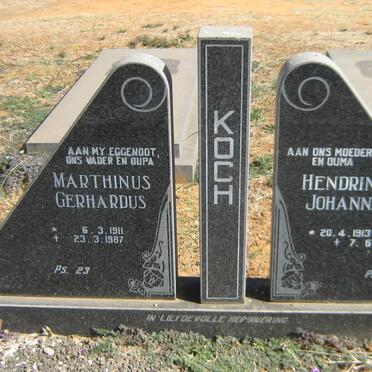 KOCH Marthinus Gerhardus 1911-1987 &amp; Hendrina Johanna nee STRYDOM 1913-1994