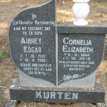 KURTEN Aubrey Edgar 1939-2006 &amp; Cornelia Elizabeth 1941-2012