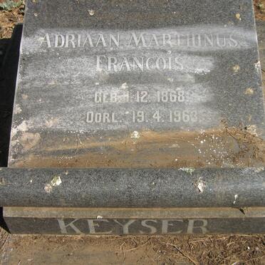 KEYSER Adriaan Marthinus Francois 1868-1963