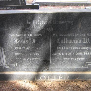 LOTTER Louis J. 1907-1978 &amp; Catharina W.F. FURSTENBURG 1908-1972