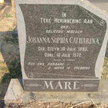 MARE Johanna Sophia Catharina nee STEYN 1893-1972