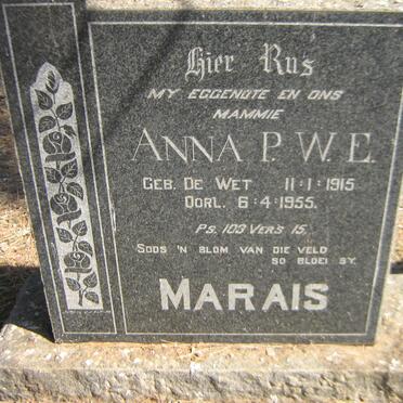 MARAIS Anna P.W.E. nee DE WET 1915-1955