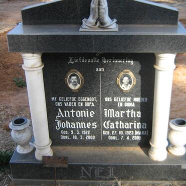 NEL Antonie Johannes 1922-2000 &amp; Martha Catharina MARX 1923-2005