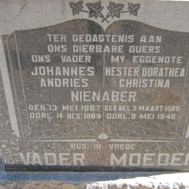 NIENABER Johannes Andries 1887-1969 &amp; Hester Dorathea Christina NEL 1889-1948