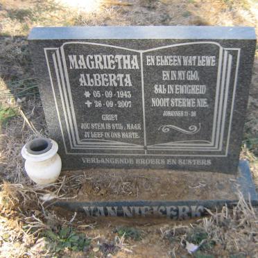 NIEKERK Magrietha Alberta, van 1943-2007