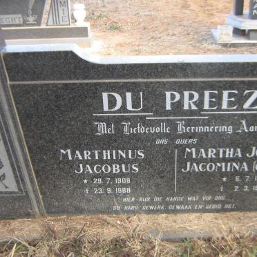 PREEZ Marthinus Jacobus, du 1908-1988 &amp; Martha Johanna Jacoba VAN ZYL 1919-1999