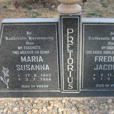 PRETORIUS Frederik Jacobus 1942-2016 &amp; Maria Susanna 1943-1996