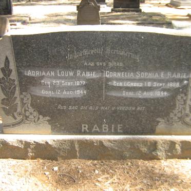 RABIE Adriaan Louw 1877-1944 &amp; Cornelia Sophia E. CROUS 1886-1944