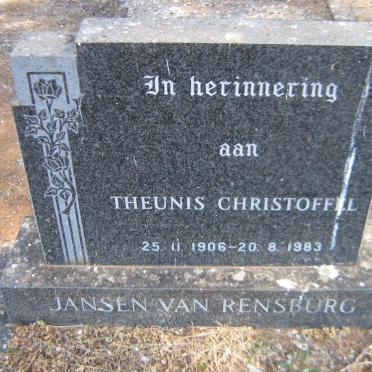 RENSBURG Theunis Christoffel, Jansen van 1906-1983