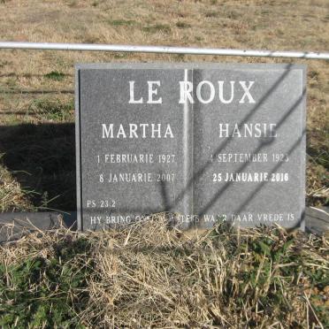 ROUX Hansie, le 1923-2016 &amp; Martha 1927-2007