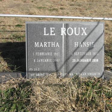 ROUX Hansie, le 1923-2016 &amp; Martha 1927-2007