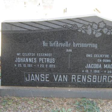 RENSBURG Johannes Petrus, Janse van 1911-1973 &amp; Jacoba Magritha 1918-1989