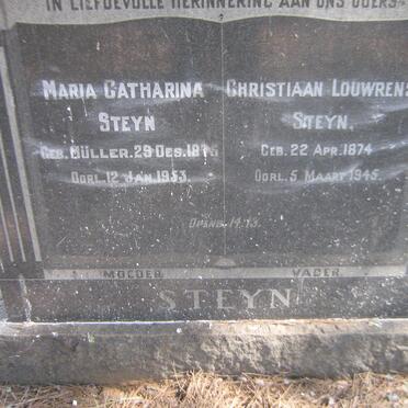 STEYN Christiaan Louwrens 1874-1945 &amp; Maria Catharina MULLER 1875-1953