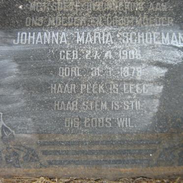 SCHOEMAN Johanna Maria 1905-1979