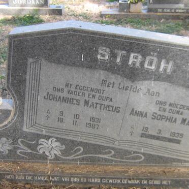 STRÖH Johannes Mattheus 1931-1987 &amp; Anna Sophia Maria 1935-